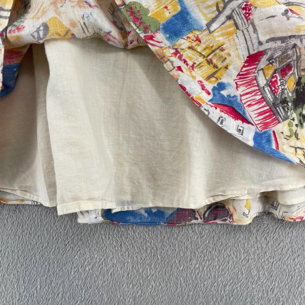 Liz Claiborne Linen Skirt Womens 12 Beige European Vacation Cafe Market Novelty - Picture 4 of 11